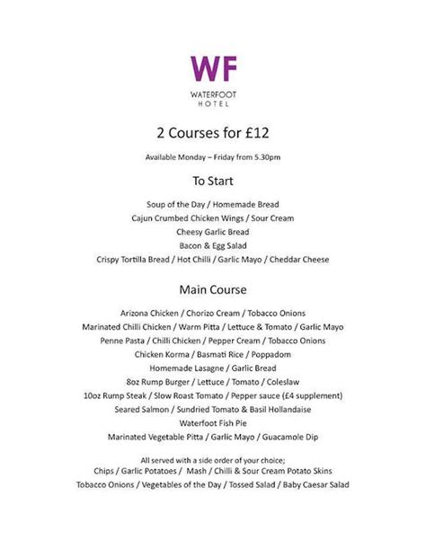 waterfoot hotel londonderry|waterfoot lunch menu.